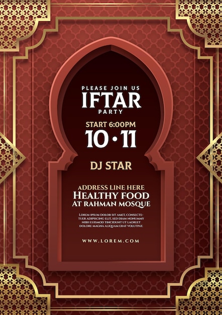 Modello di invito iftar in stile carta