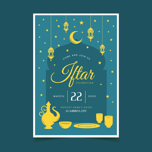 Free vector iftar invitation template theme