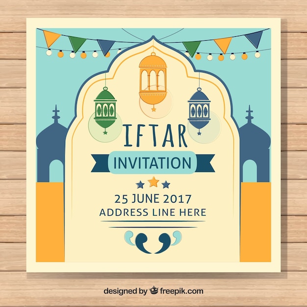 Vettore gratuito invito iftar in stile vintage