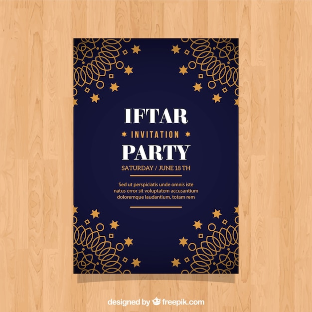 Приглашение iftar с мандалами в плоском стиле
