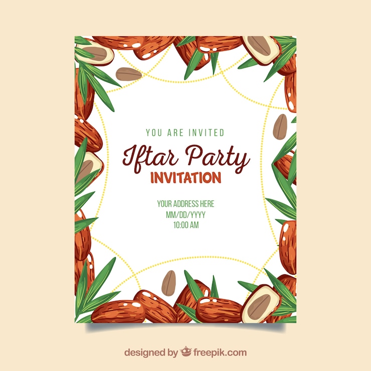 Free Vector iftar party invitation with nuts