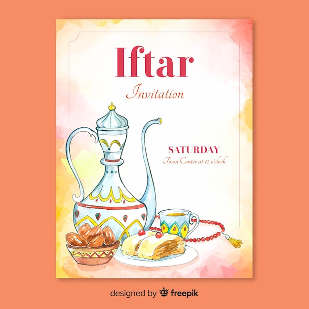 Vettore gratuito invito a una festa iftar