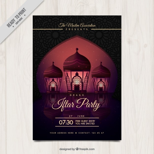 Vettore gratuito party poster iftar