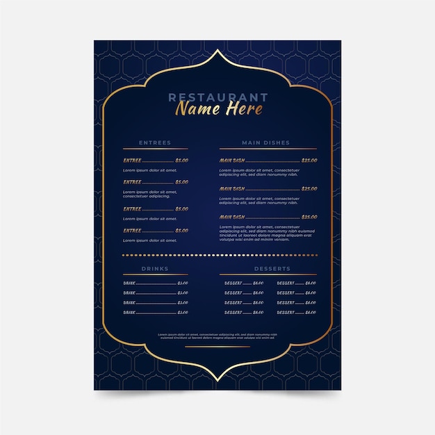 Free vector iftar vertical menu template