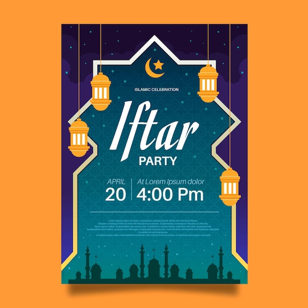 Free vector iftar vertical poster template