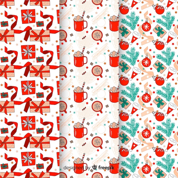 Free vector ign christmas pattern set