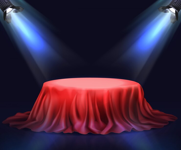 Free Vector illuminated in darkness podium realistic vector