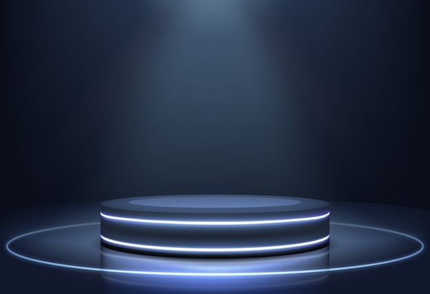 Illuminated neon lights stage realistic vector