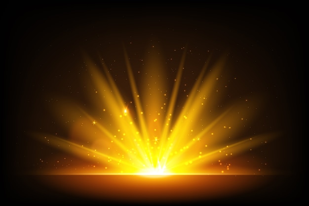 Illuminated sparkling sunrise effect Free Vector