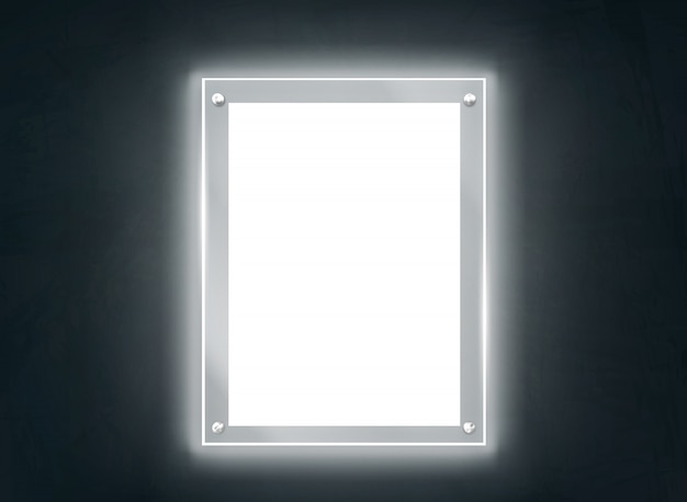 Free vector illuminating methacrylate plate frame realistic vector