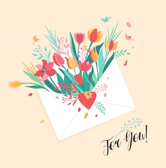 手紙メールで花のイラスト 白い郵便で花の花束 ピンクの背景のイラスト プレミアムベクター 手紙メールで花のイラスト 白い郵便で花の花束 ピンクの背景のイラスト プレミアムベクター