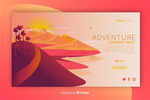 Free vector illustrated adventure landing page template