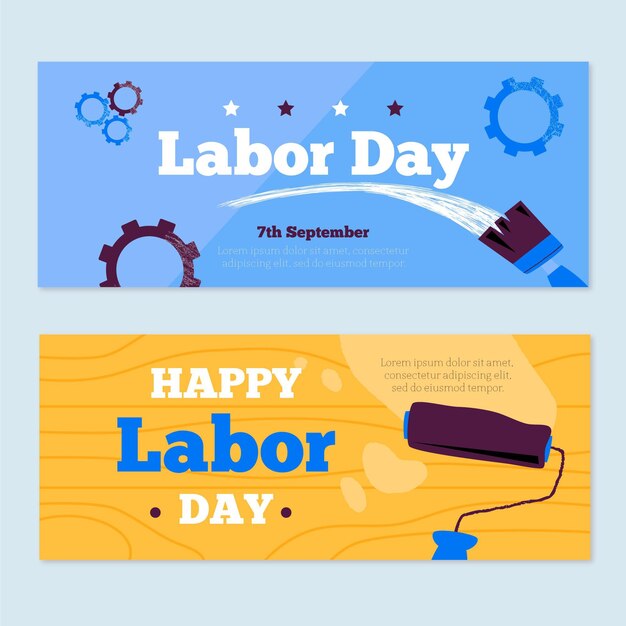 Illustrated banners for labor day event