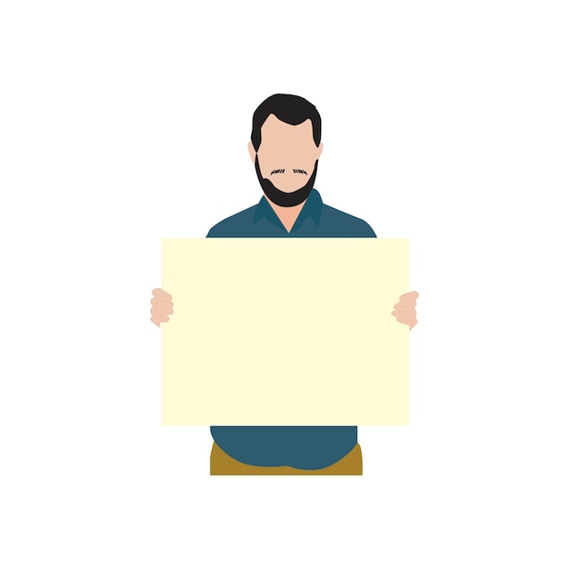 Free vector illustrated bearded man holdin blank paper