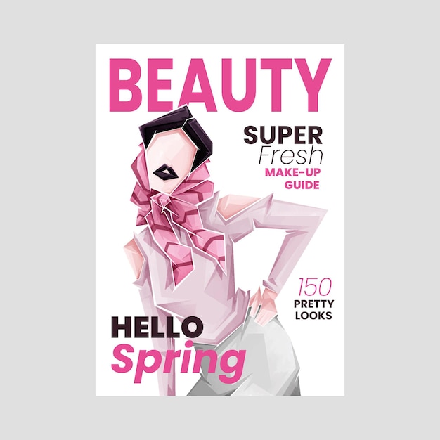 Illustrated beauty magazine cover