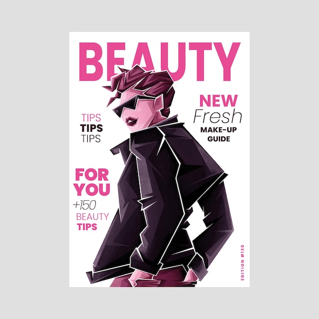 Illustrated beauty magazine cover