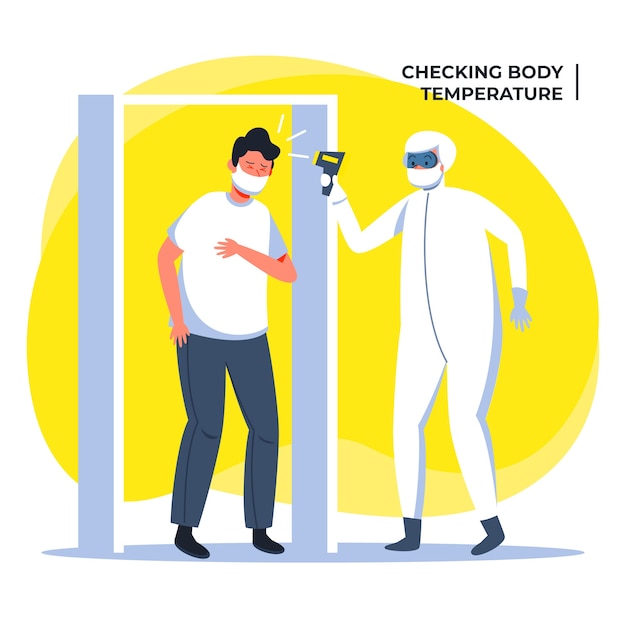 Illustrated body temperature check design