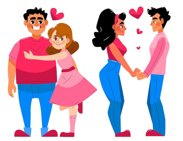 Free vector illustrated boyfriend and girlfriend collection