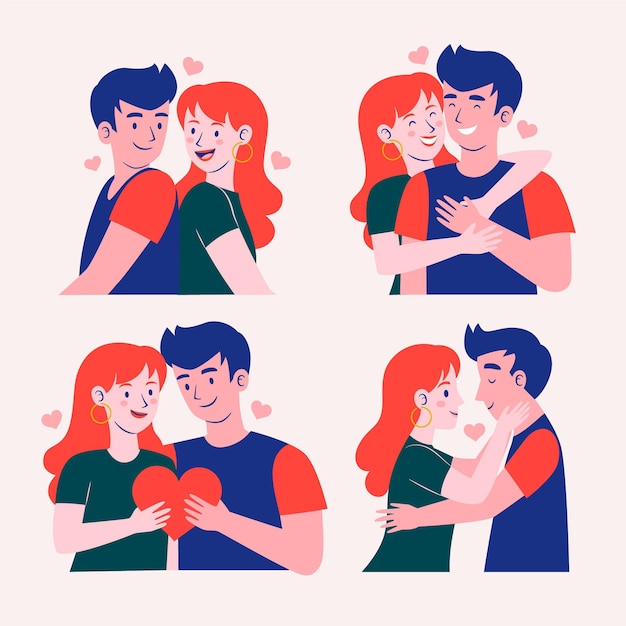 Free vector illustrated boyfriend and girlfriend collection