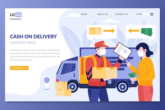 Free vector illustrated cash on delivery landing page