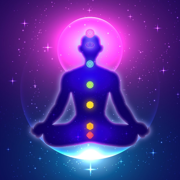 Illustrated chakras concept with focal points