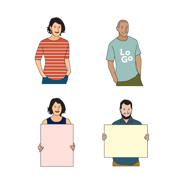 Free vector illustrated cheerful human avatar set