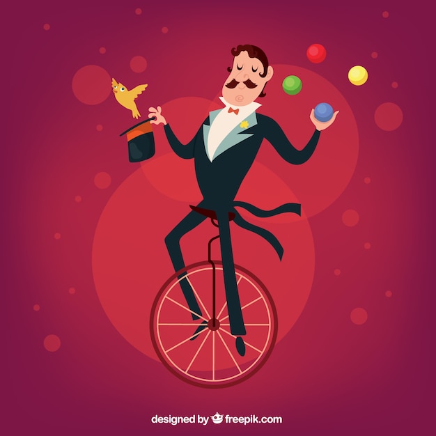 Illustrated circus magician