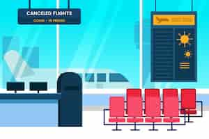 Free vector illustrated closed airport in pandemic time