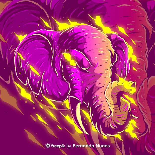 Illustrated colorful abstract elephant