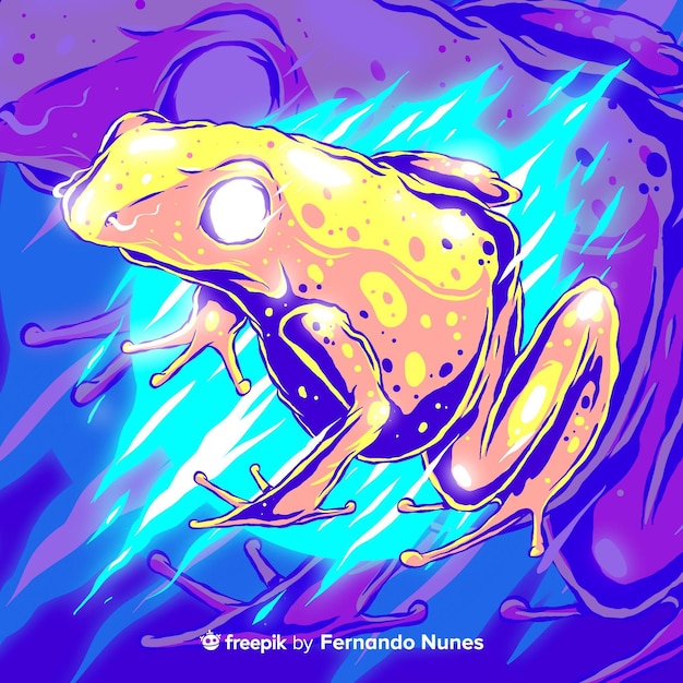 Illustrated colorful abstract frog