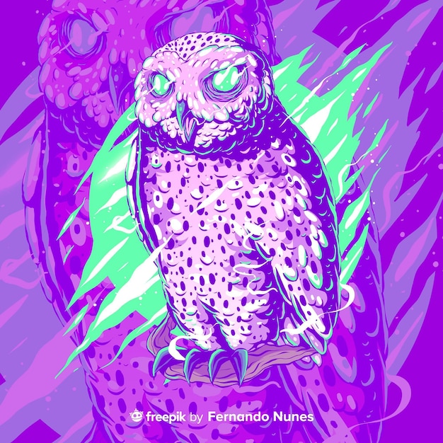 Free vector illustrated colorful abstract owl