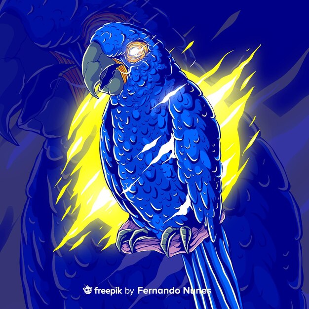 Иллюстрированный красочный абстрактный попугай