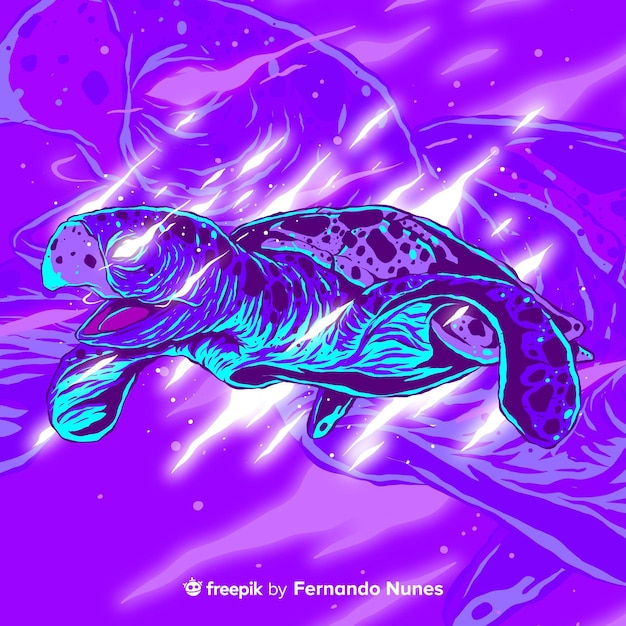 Illustrated colorful abstract turtle 