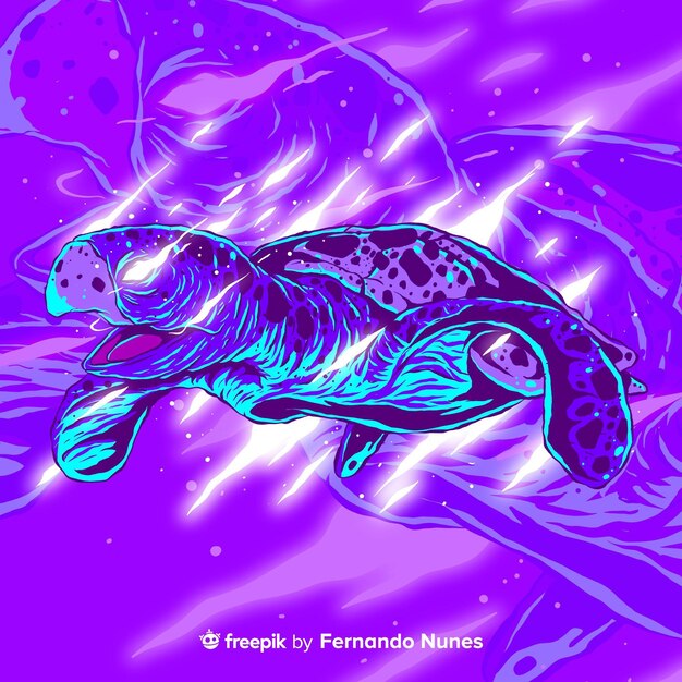 Иллюстрированная красочная абстрактная черепаха