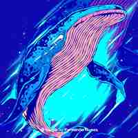 Free vector illustrated colorful abstract wild whale