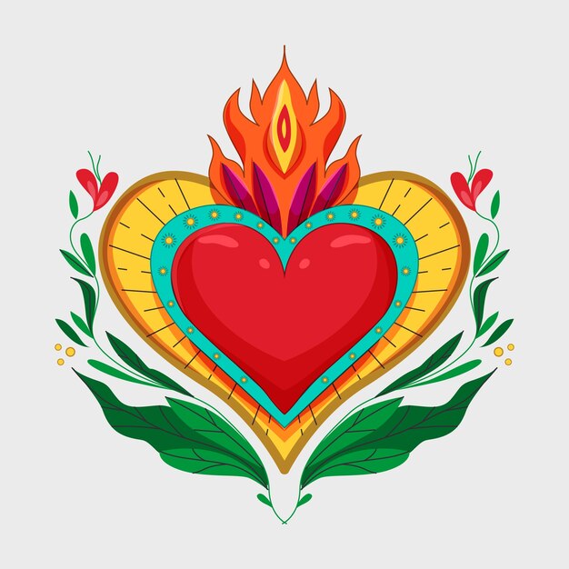 Free vector illustrated colorful sacred heart