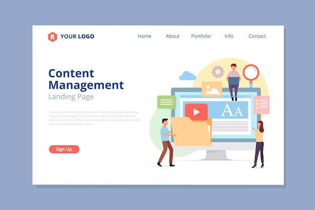 Illustrated content management system landing page