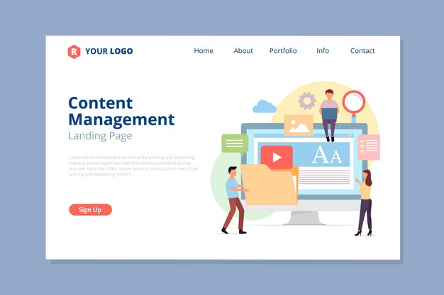 illustrated content management system landing page