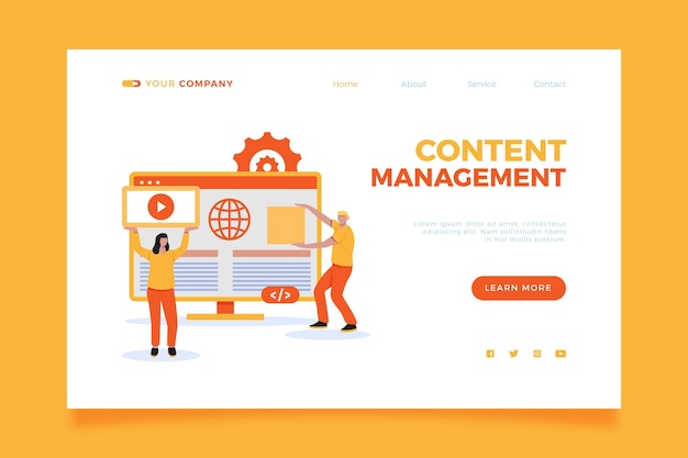 Illustrated content management system landing page