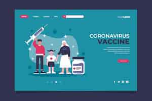 Free vector illustrated coronavirus vaccine landing page template