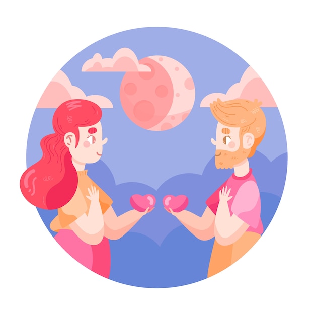 Free vector illustrated couple looking at each other