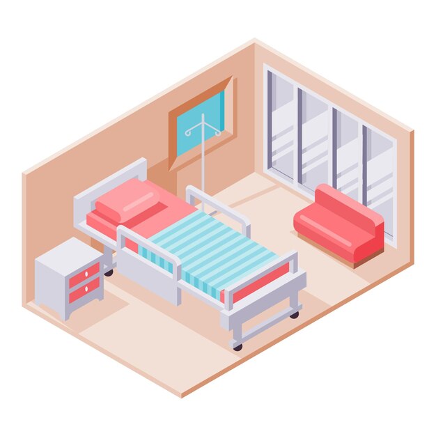 Free vector illustrated creative isometric hospital room