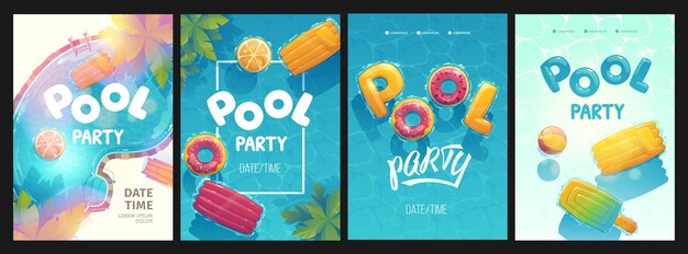 Illustrated creative swimming pool cards