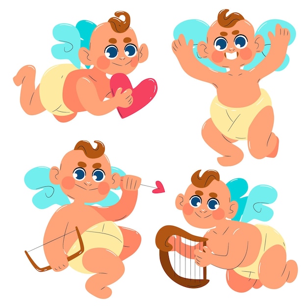 Illustrated cupid character pack