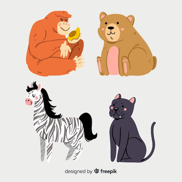 Illustrated cute animals collection