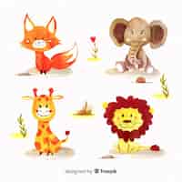 Free vector illustrated cute animals pack