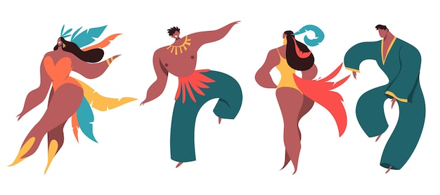 Free vector illustrated dancer set brazilian carnival