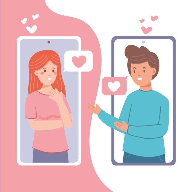 Illustrated dating app concept