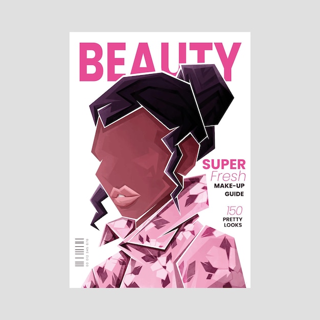 Illustrated detailed beauty magazine cover