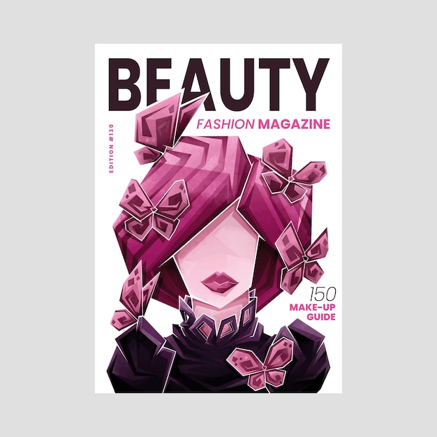 Illustrated detailed beauty magazine cover